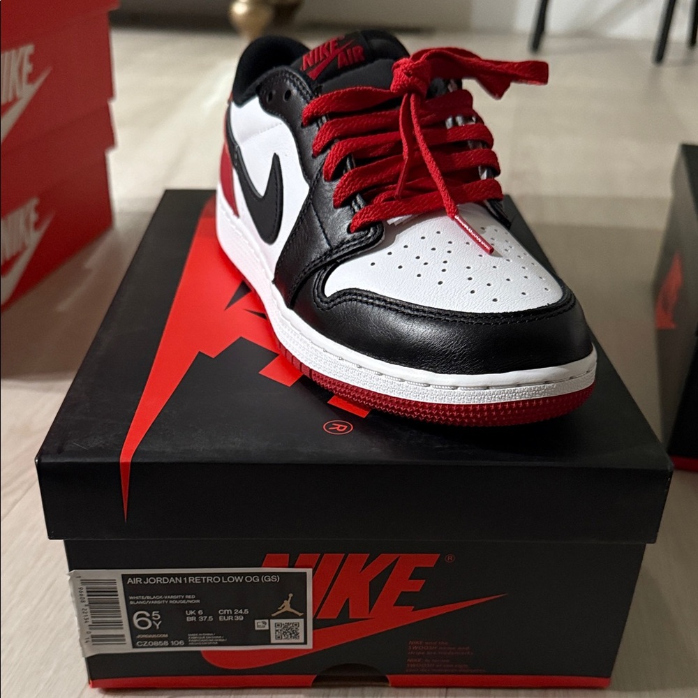 Nike Air Jordan Low OG Black and Red Sneakers